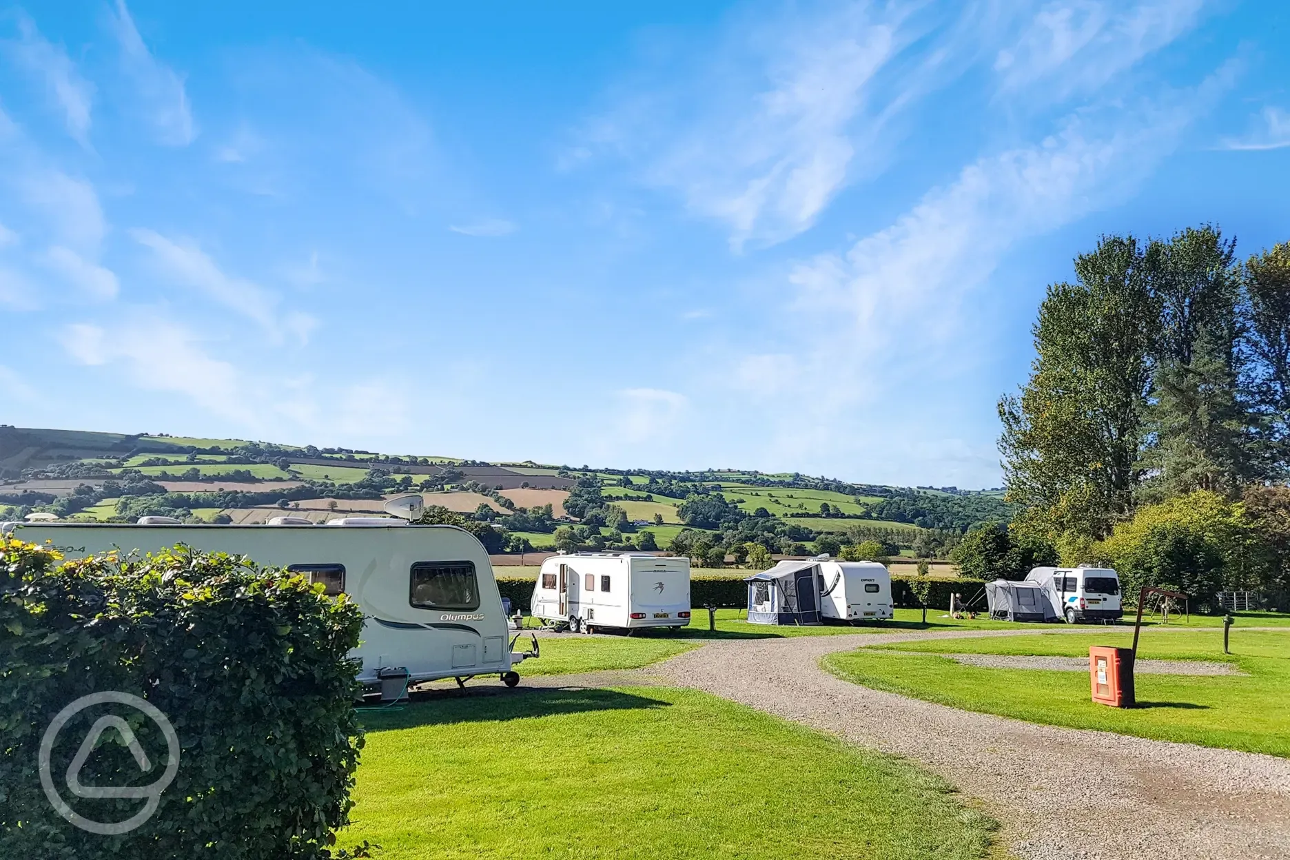 Fully serviced hardstanding pitches with countryside views