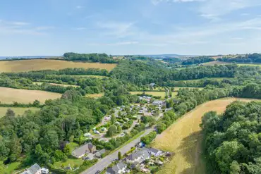Aerial of Waterrow Touring Park and surrounding countryside