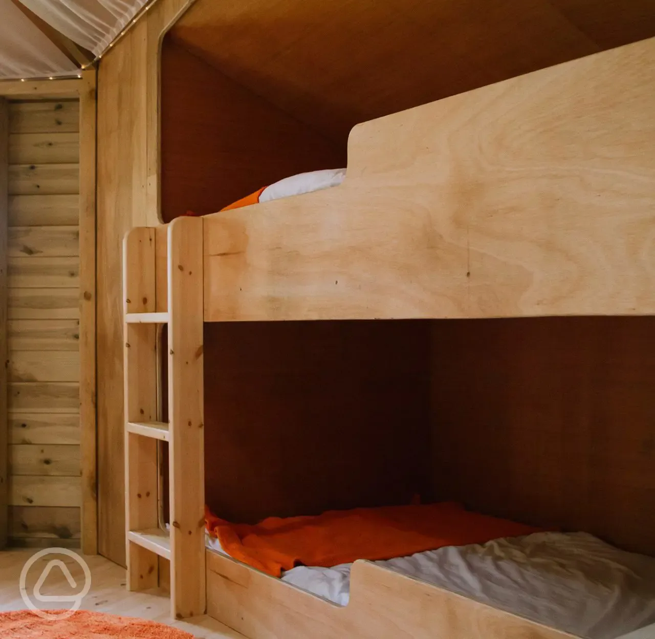 Bunk beds in the glamping pod