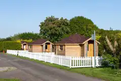 Glamping cabins in fenced area