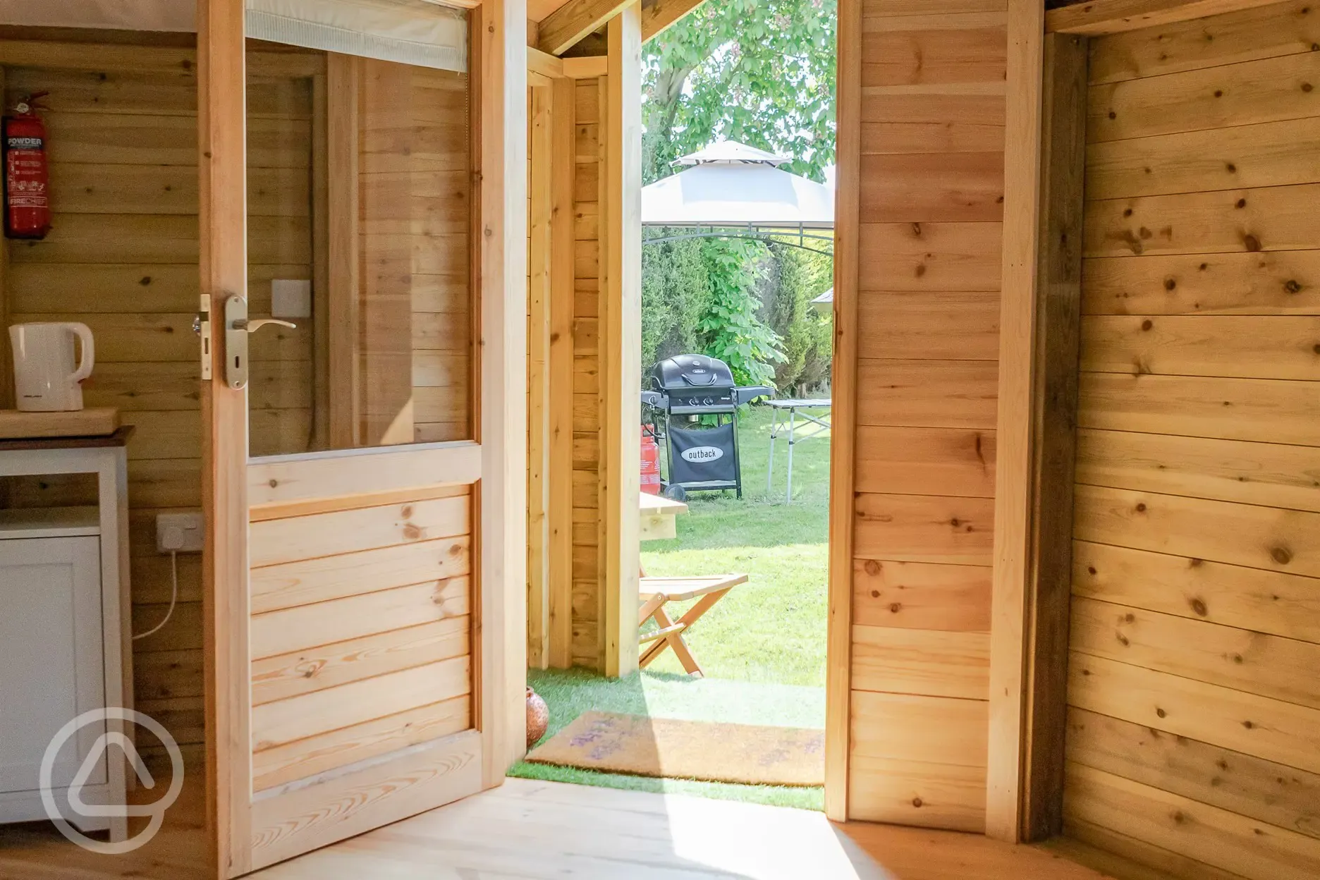 Glamping cabin interior