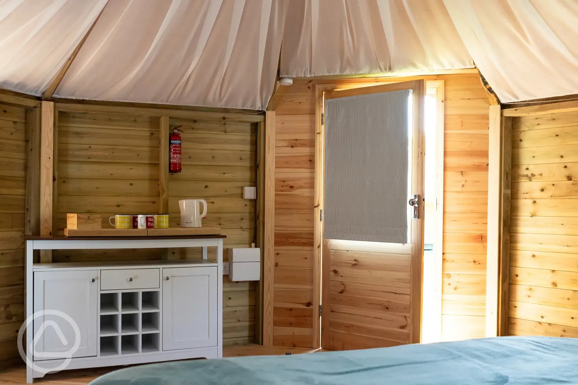 Glamping cabin interior