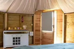 Glamping cabin interior