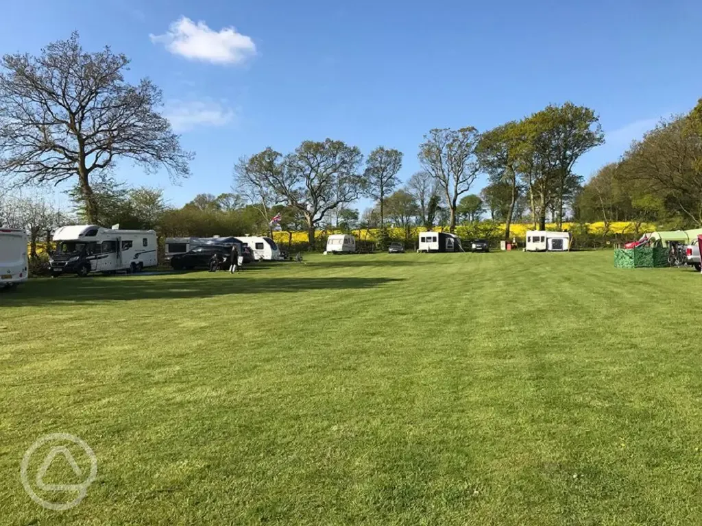 Grass pitches at Broadhembury Holiday Park
