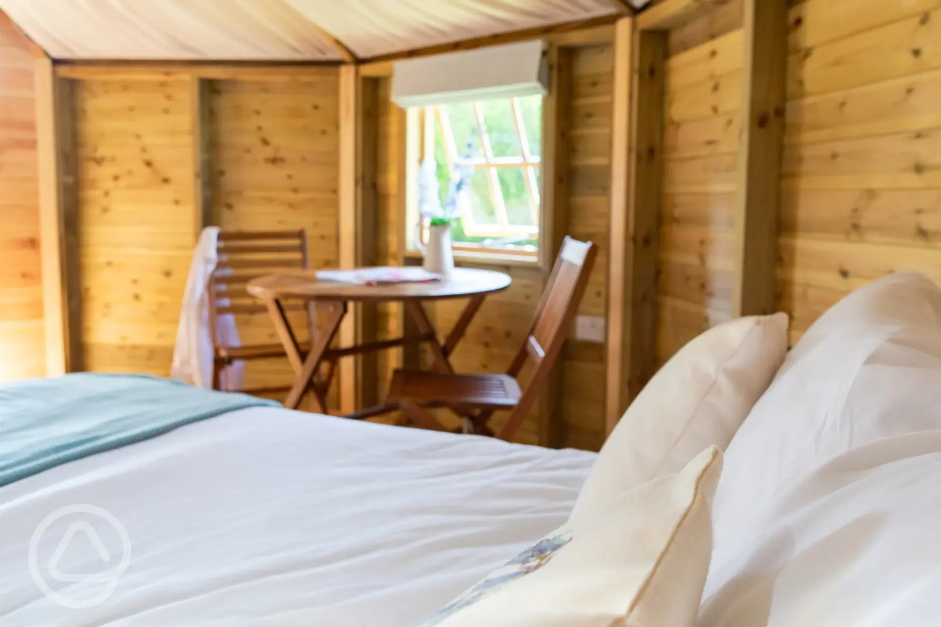 Glamping cabin dining area