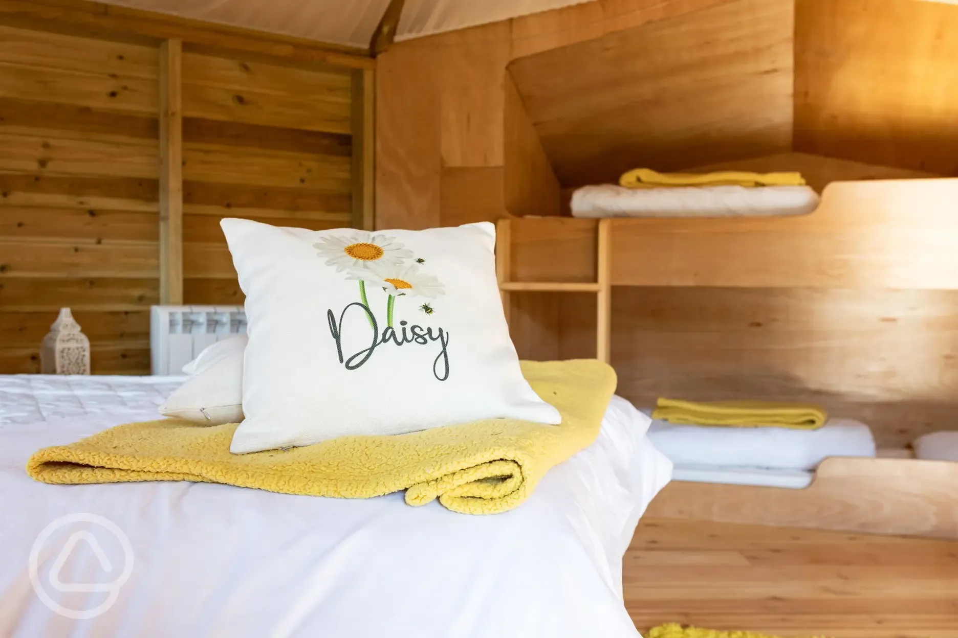 Glamping cabin interior