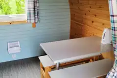 Two person camping pod interior