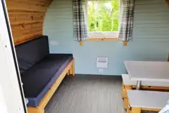 Two person camping pod interior