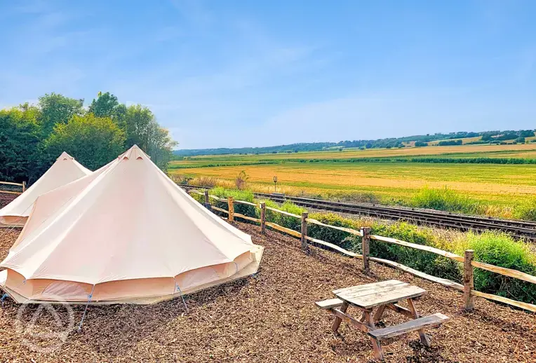 Bell tent and views of the Kent and East Sussex Railway