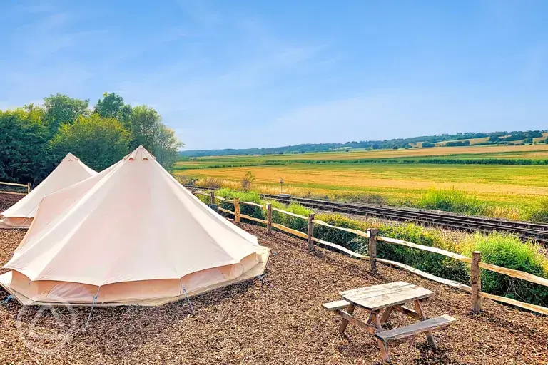 Bell tent and views of the Kent and East Sussex Railway