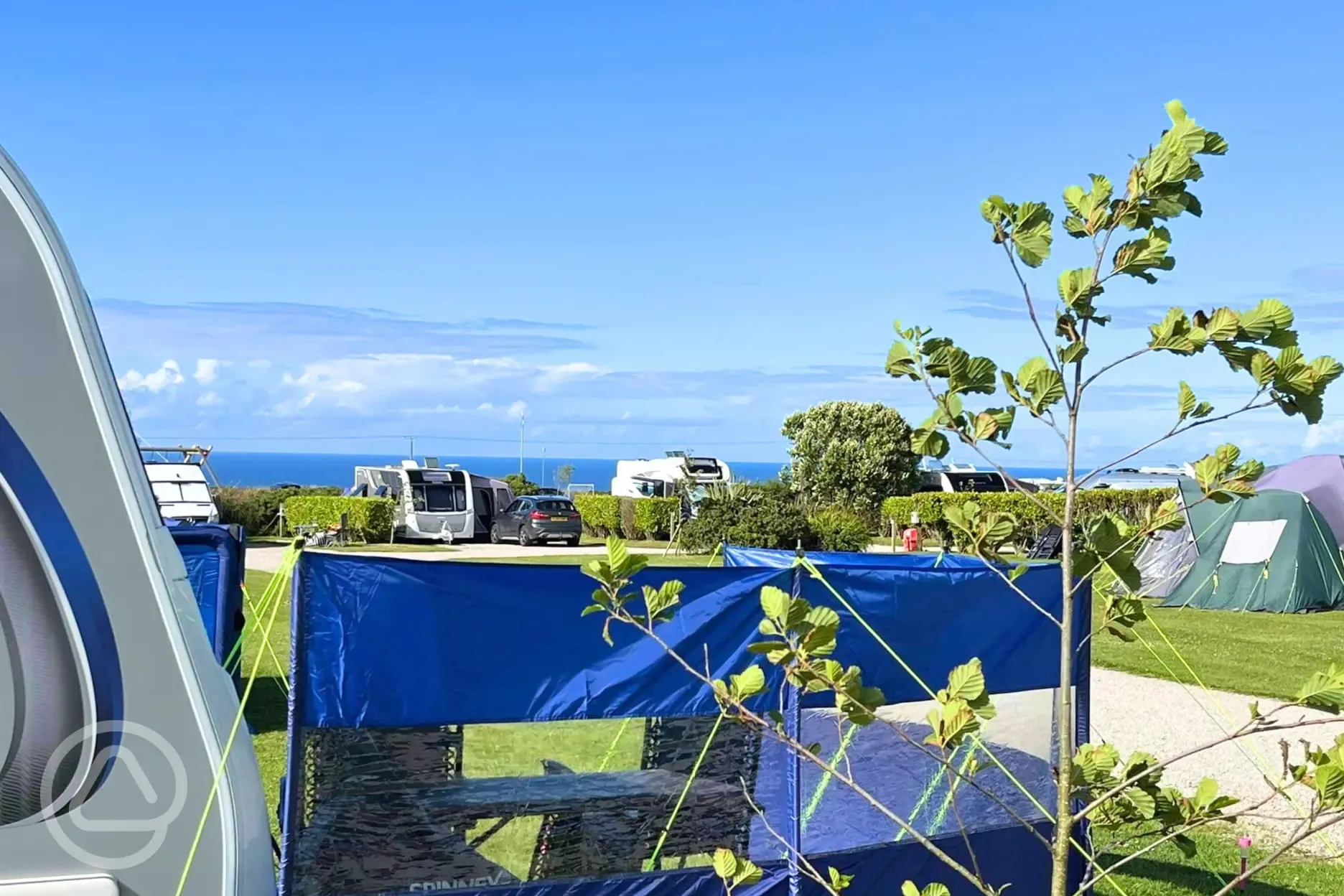 Grass pitches with sea views Grass pitches with sea views