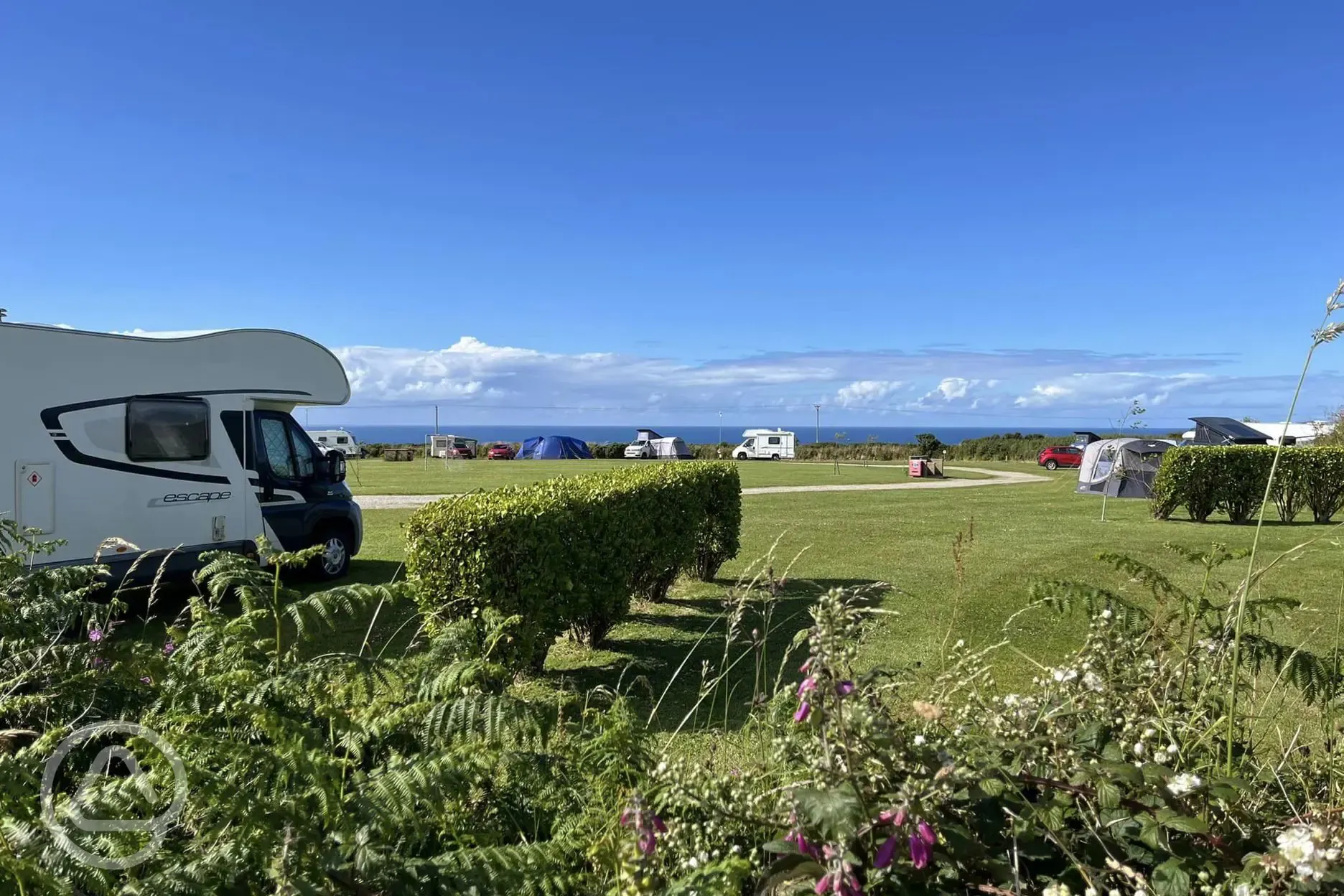 Grass pitches with sea views