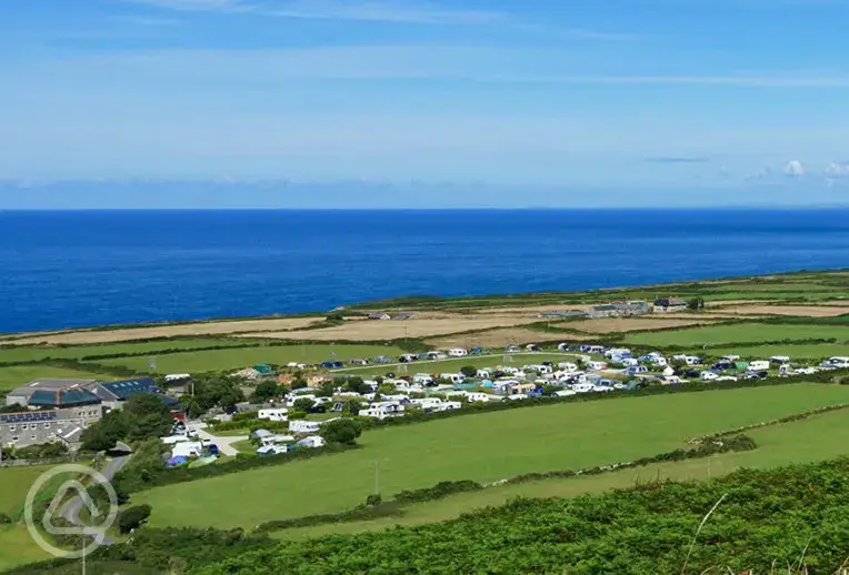 Aerial of the campsite and coast