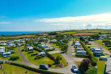 Aerial of Polmanter Touring Park with views of Porthminster Beach (10 minutes)