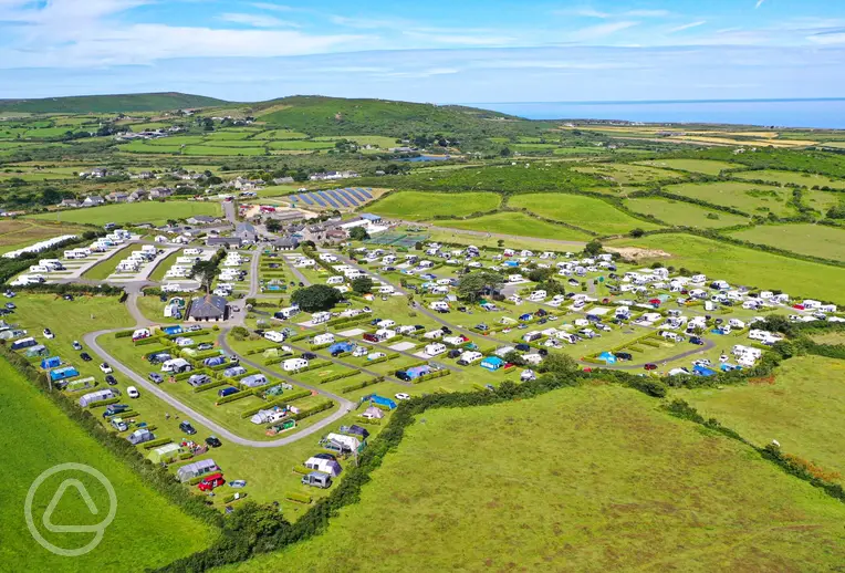 Aerial of Polmanter Touring Park with views of Porthminster Beach (10 minutes)