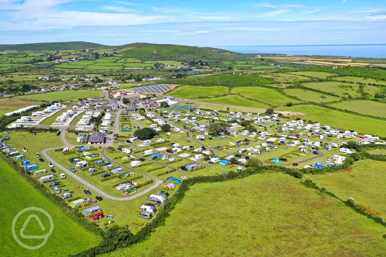 Aerial of Polmanter Touring Park with views of Porthminster Beach (10 minutes)