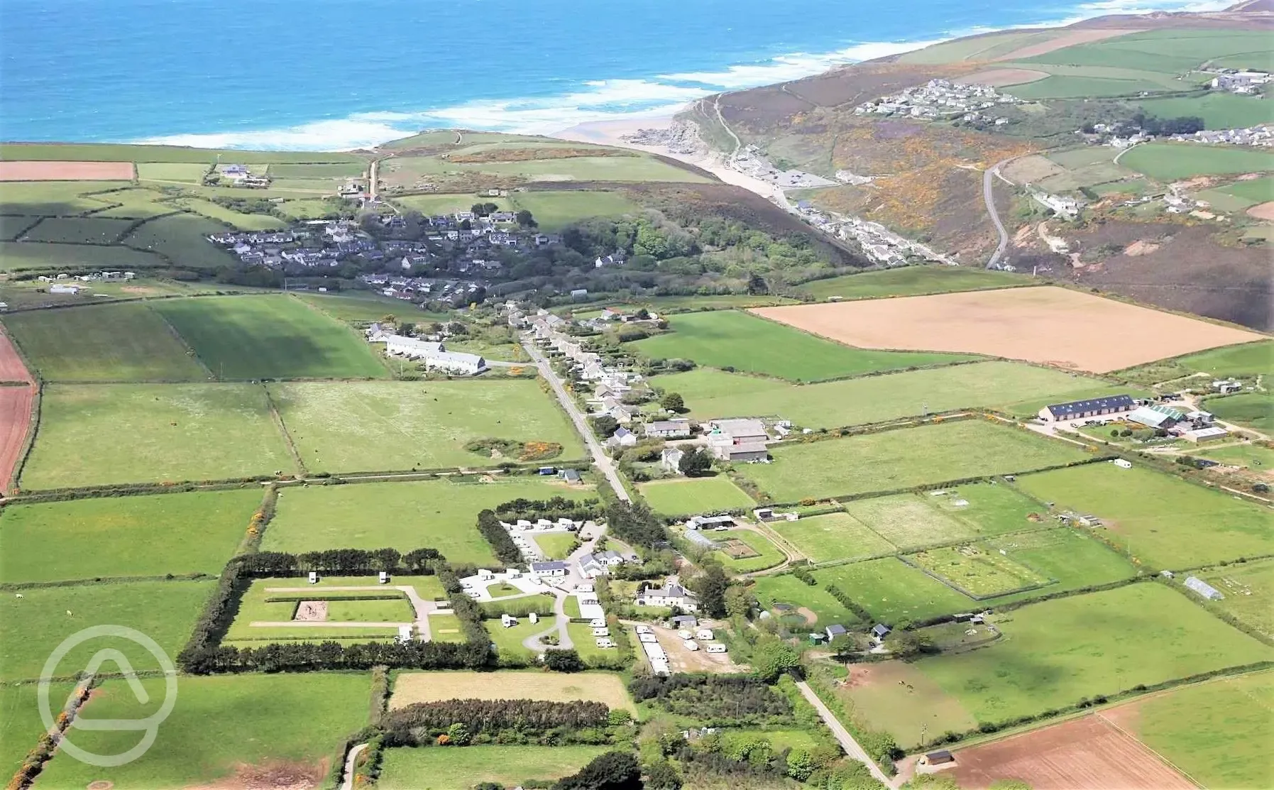 Aerial of the campsite and coast