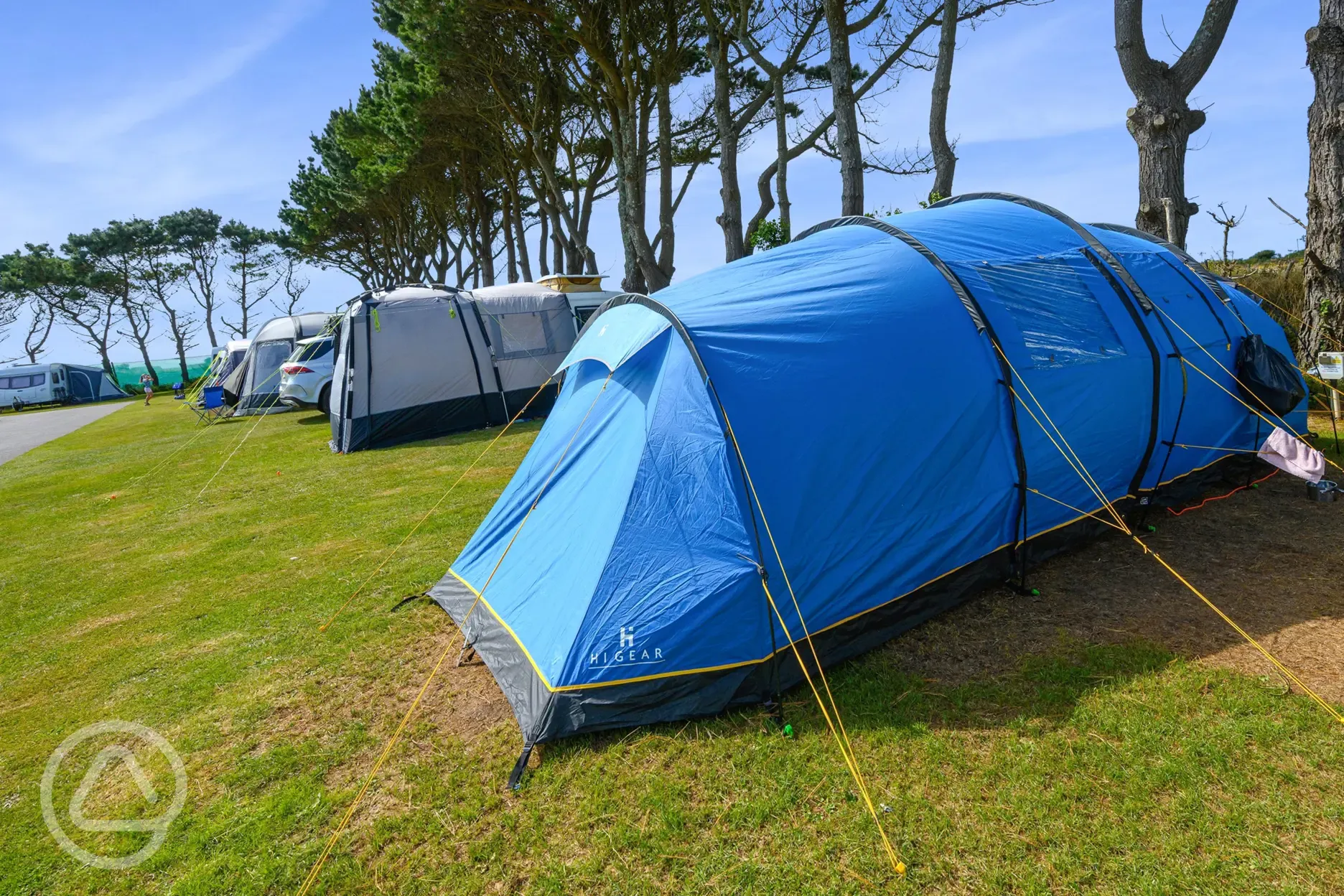 Electric grass tent pitches