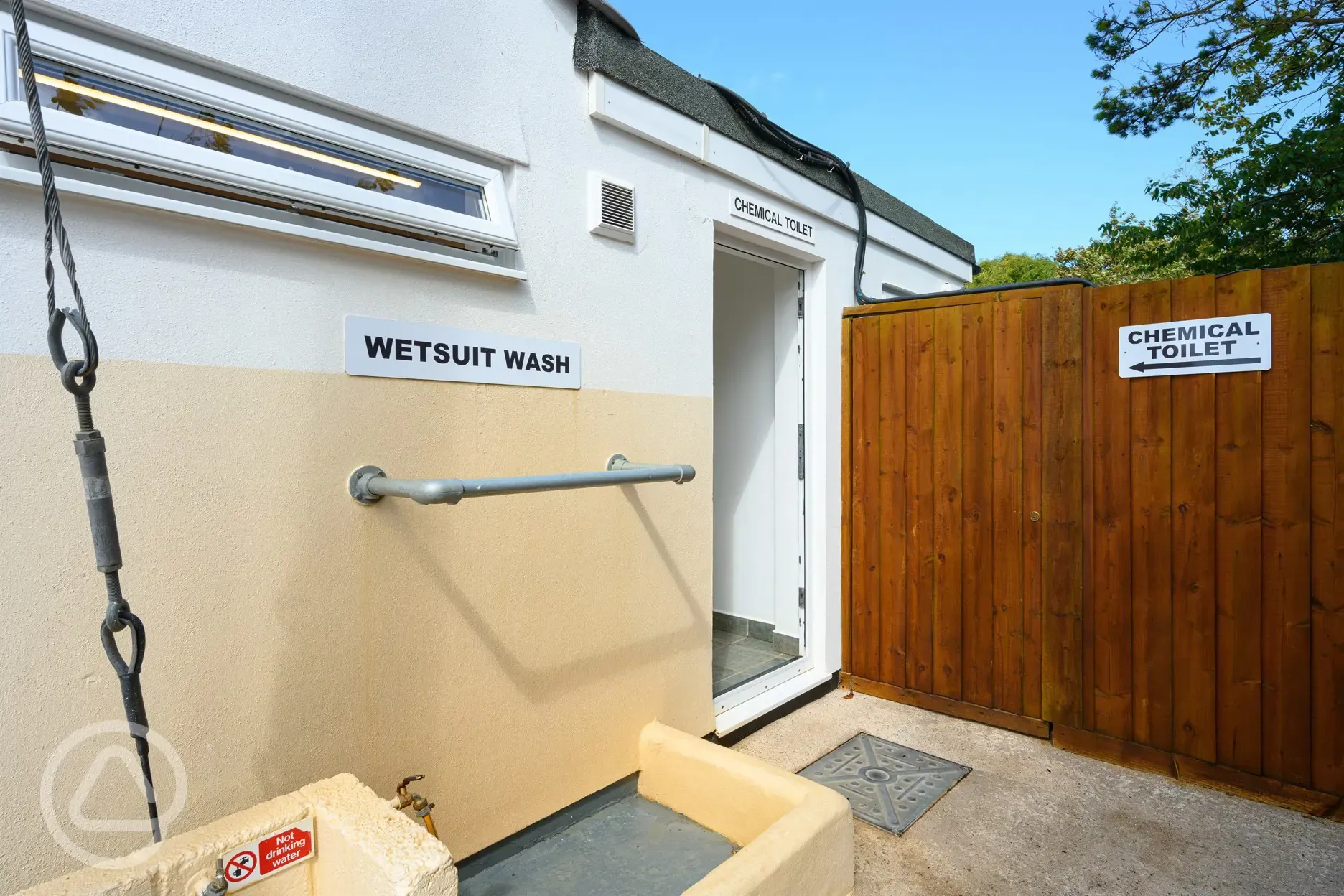 Wetsuit wash and chemical toilet