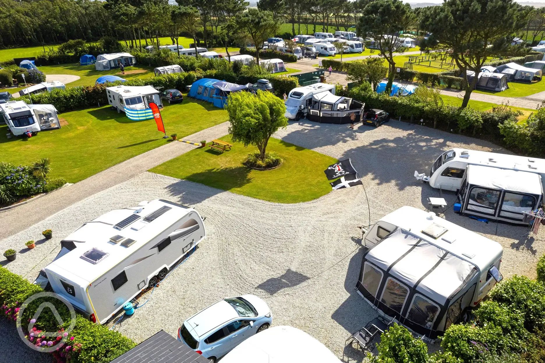 Aerial of the fully serviced hardstanding pitches