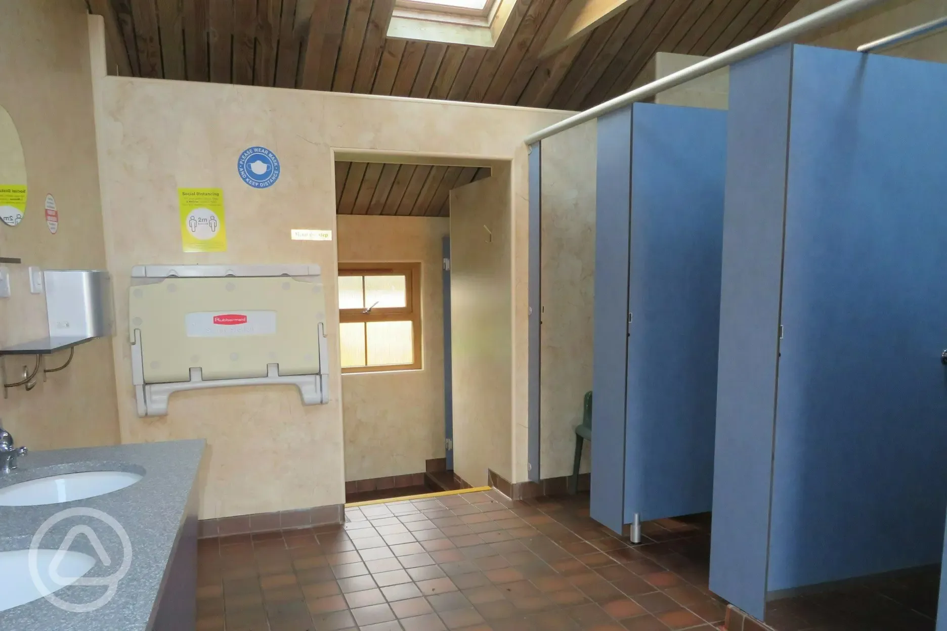 Inside the shower facilities