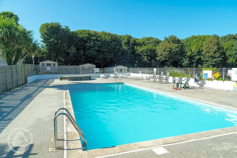 Outdoor heated swimming pool at Trevella Holiday Park