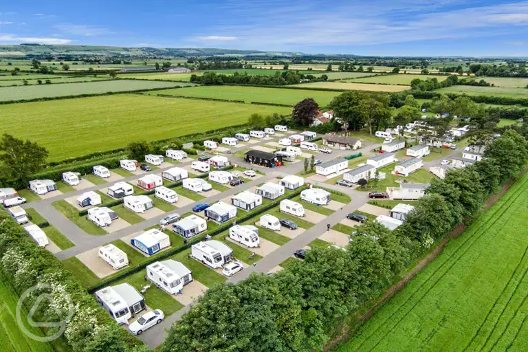 Aerial of the all weather touring pitches