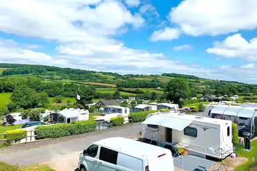 Tiered hardstanding pitches at Parkers Farm Holiday Park