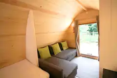Ensuite glamping pod double sofa bed