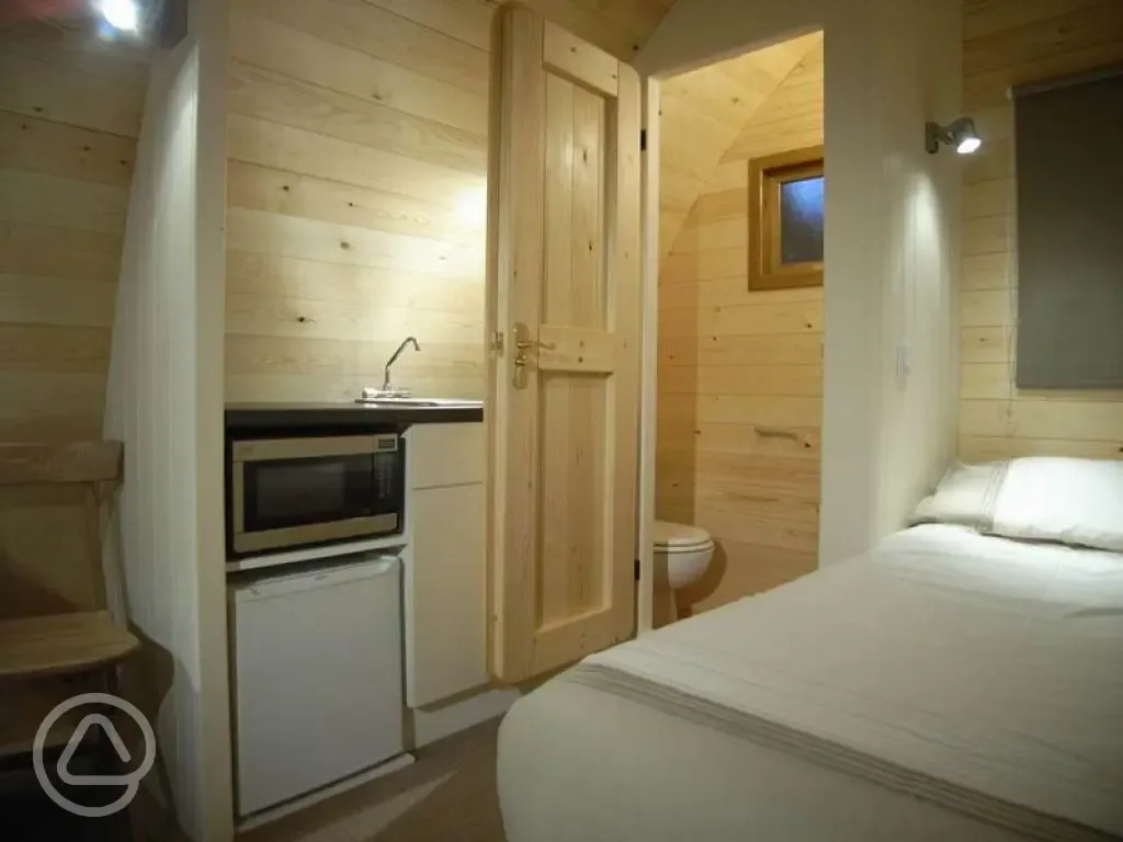 Ensuite glamping pod interior