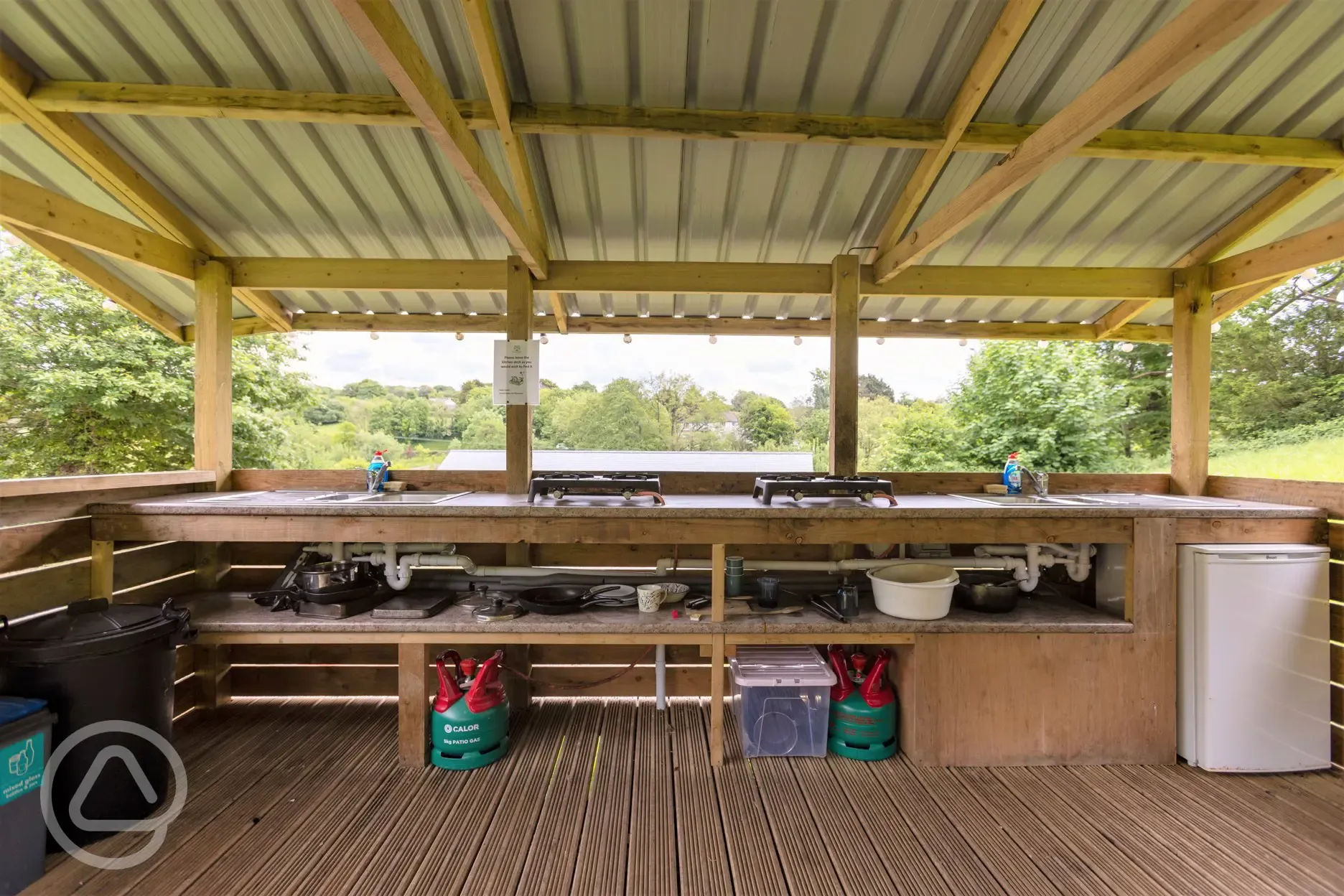Kitchen facilities for the bell tents