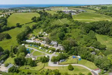Aerial of the campsite by the sea