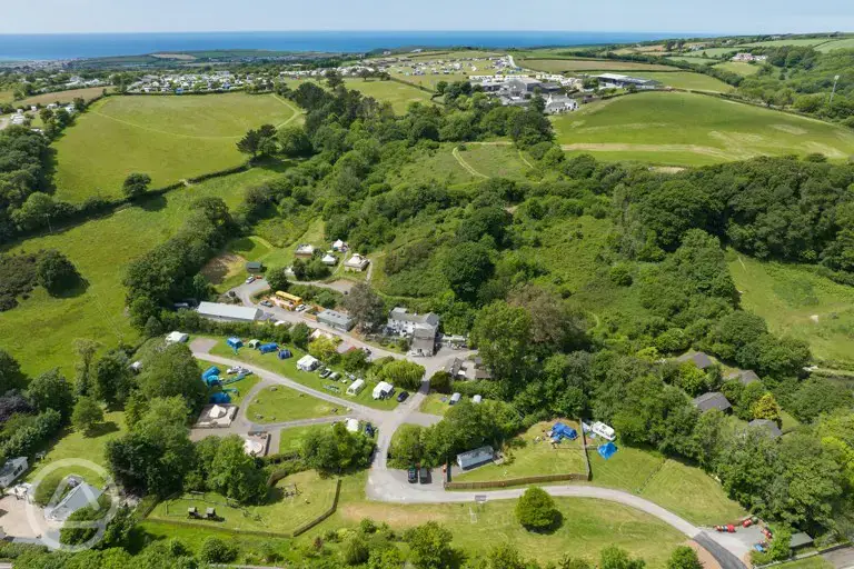 Aerial of the campsite by the sea