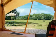 View from one of the glamping bell tents