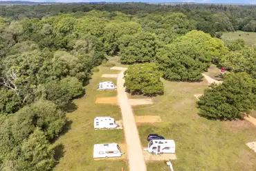 Overview of non electric hardstanding pitches at Ashurst Campsite