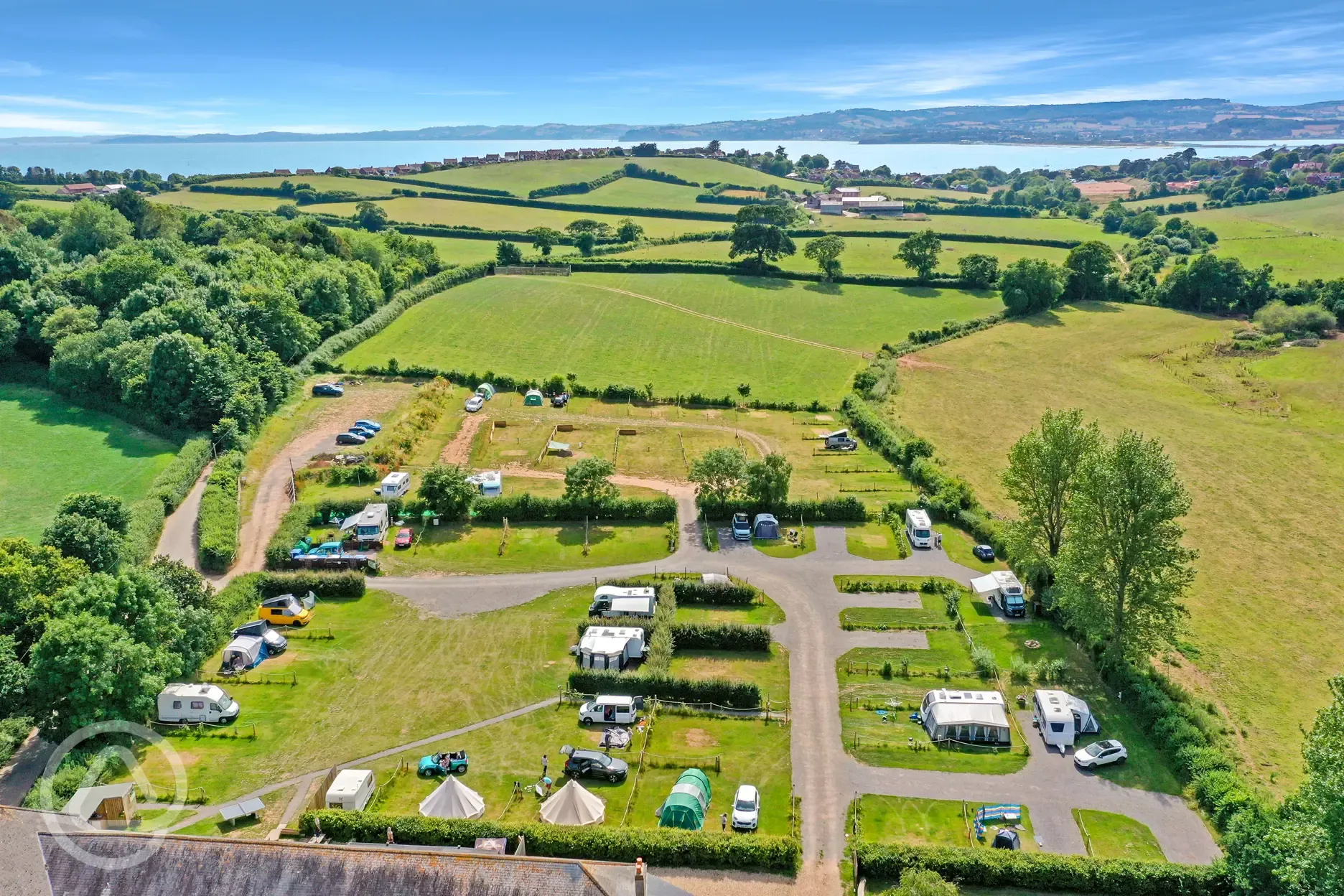 Aerial of the campsite and coast