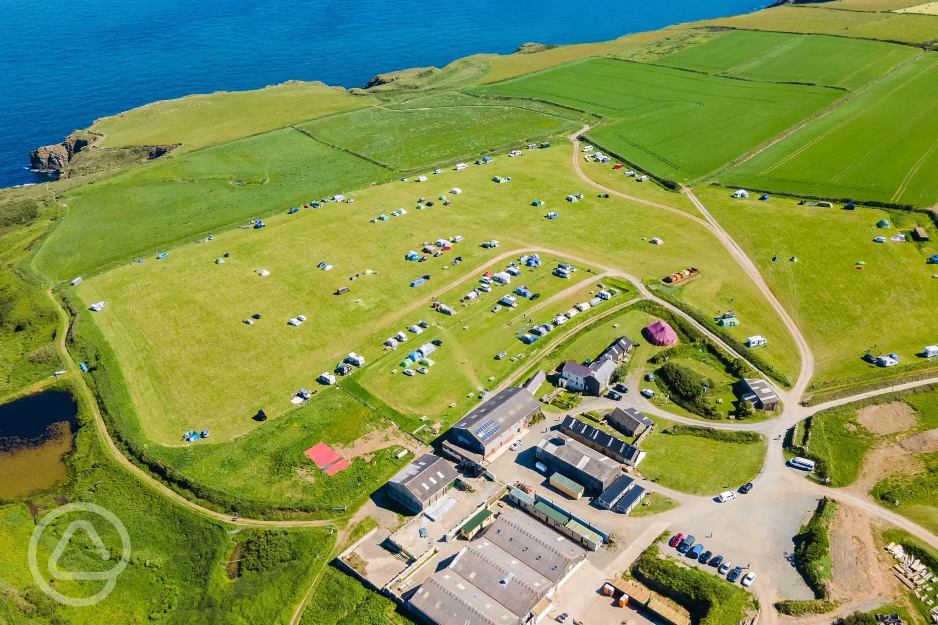 Aerial of the campsite and coast