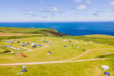 Aerial of the campsite and coast