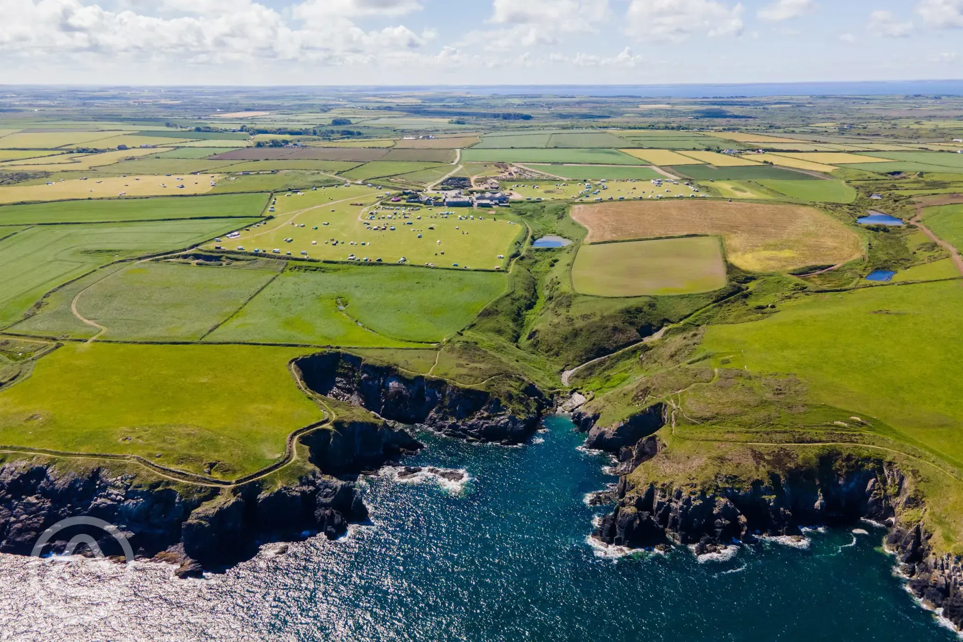 Aerial view of the campsite from the sea