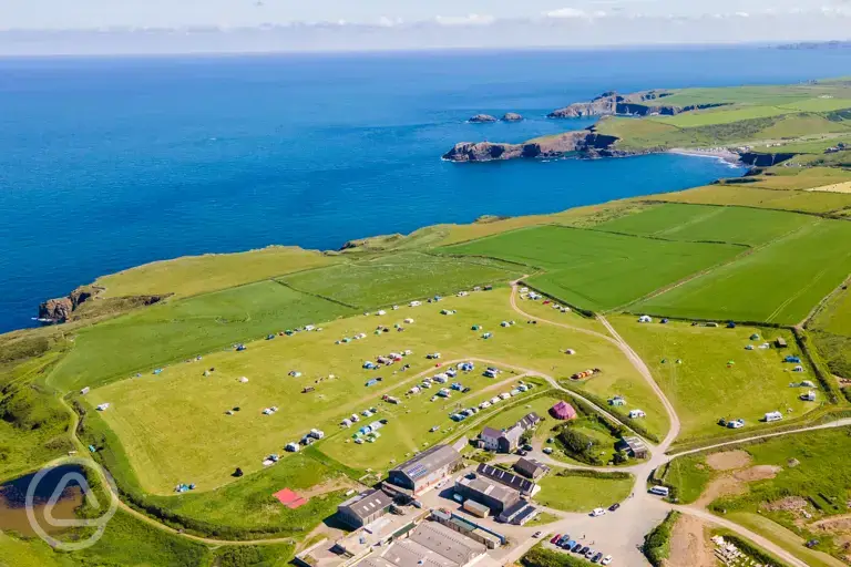 Aerial of the campsite and coast