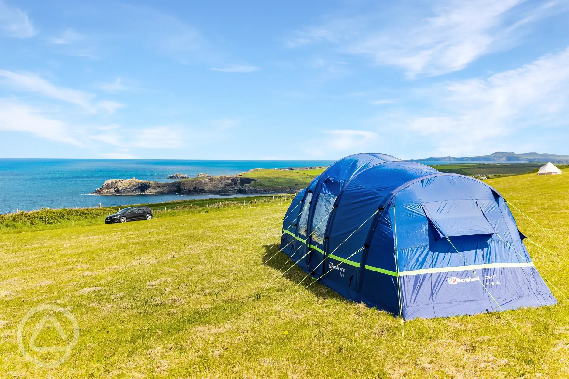 Non electric grass pitch with sea views