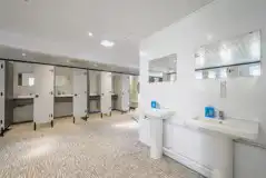 Handwashing sinks in the facilities building 