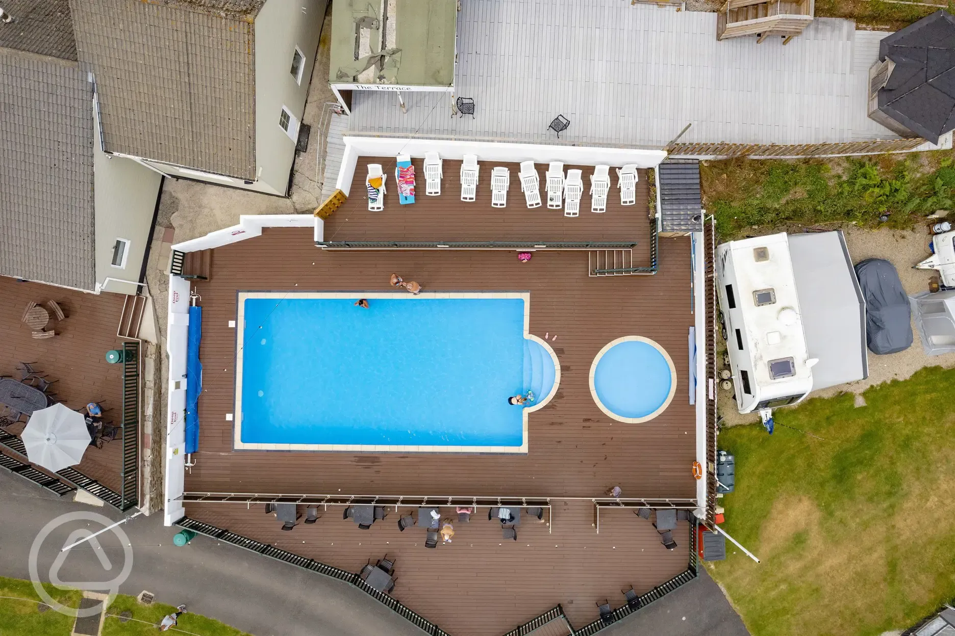 Birdseye view of the swimming pool