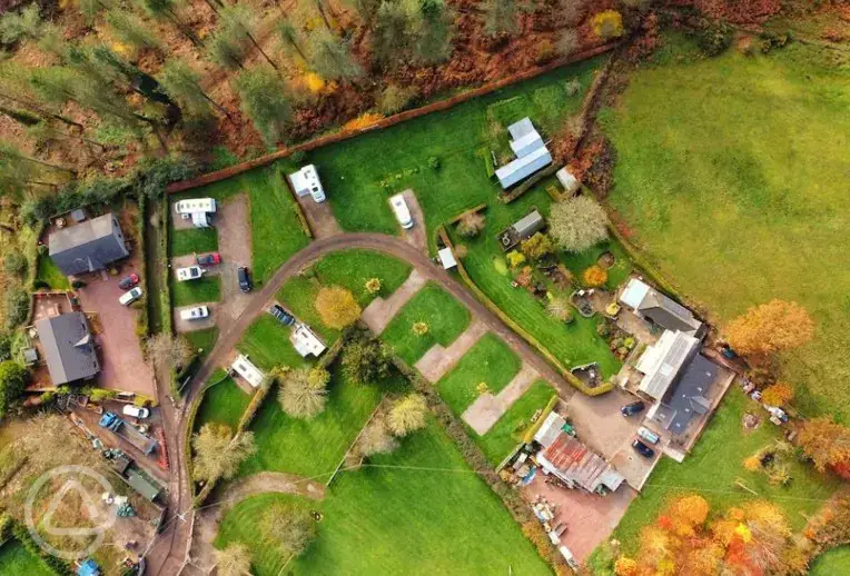 Aerial shot of Hawthorne Cottage