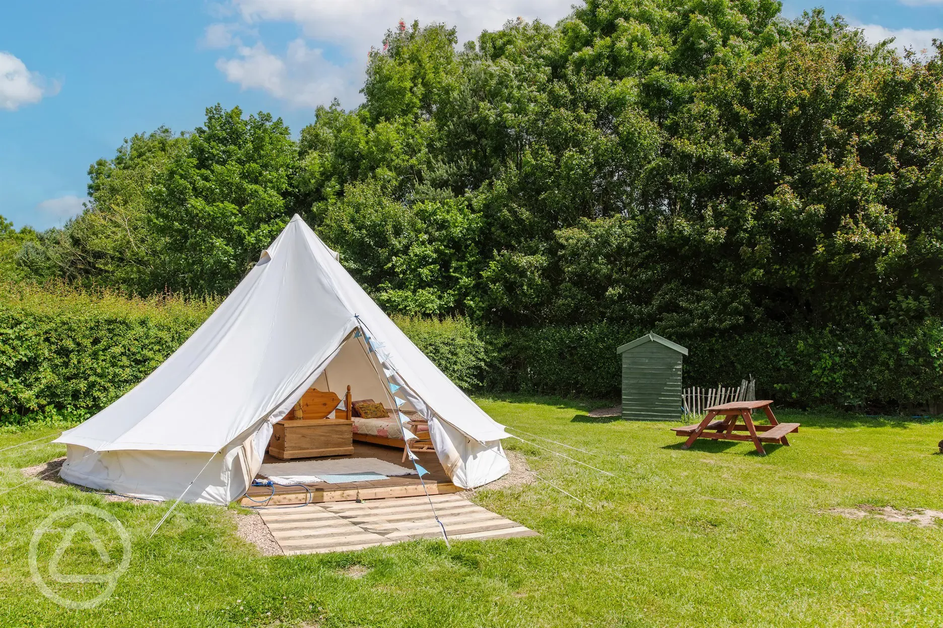 Furnished bell tent exterior