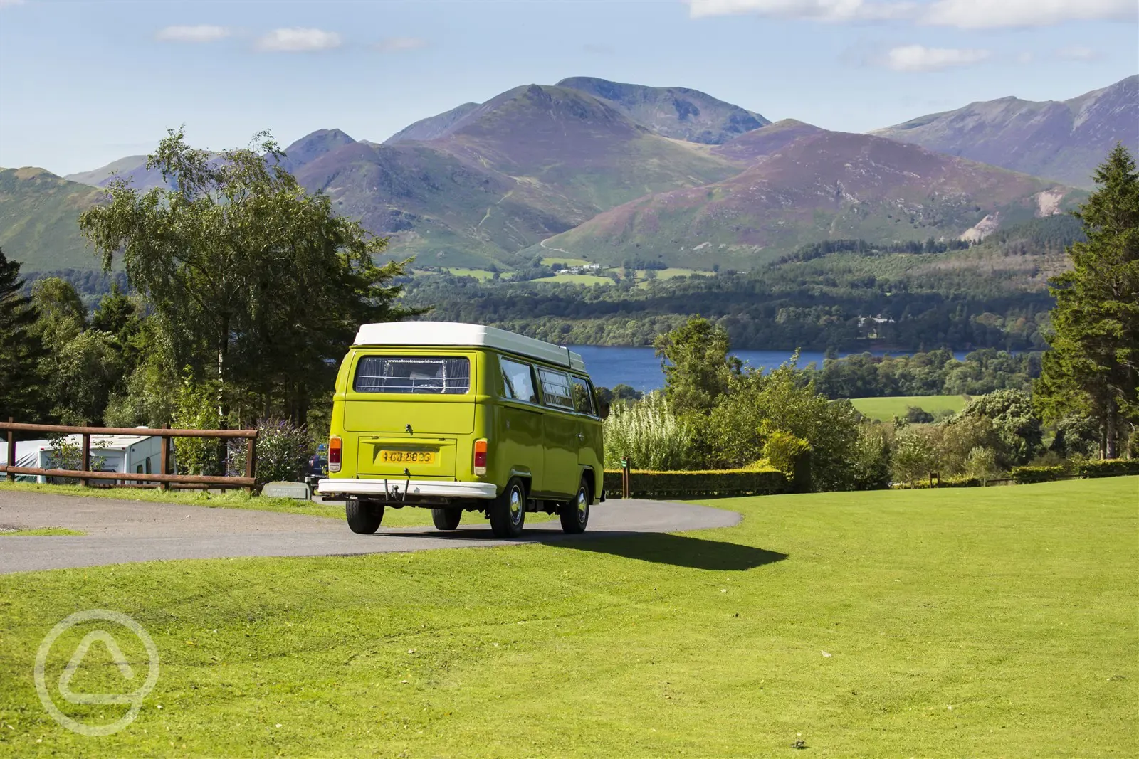 VW Camper arrives on holiday at Castlerigg Hall Caravan and Camping Park