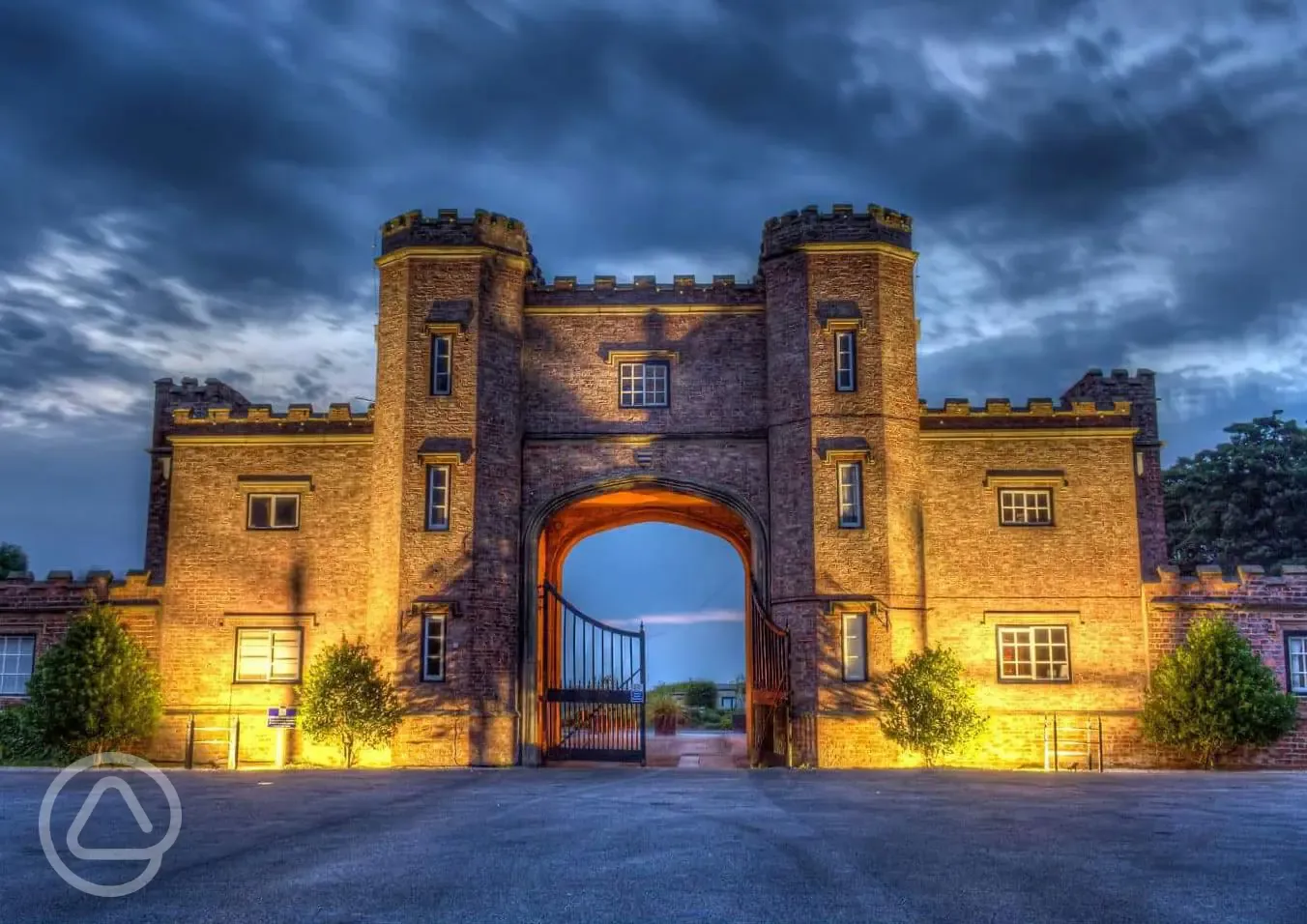 Site entrance at night