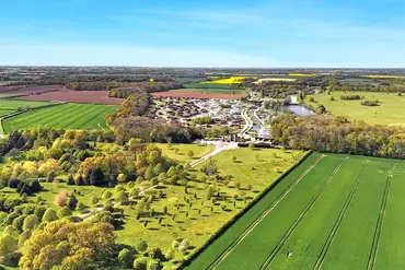 Aerial of Burton Constable Holiday Park surrounded by countryside