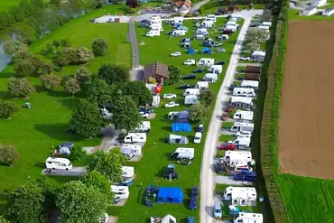 Aerial of Burton Constable Holiday Park with fishing lakes