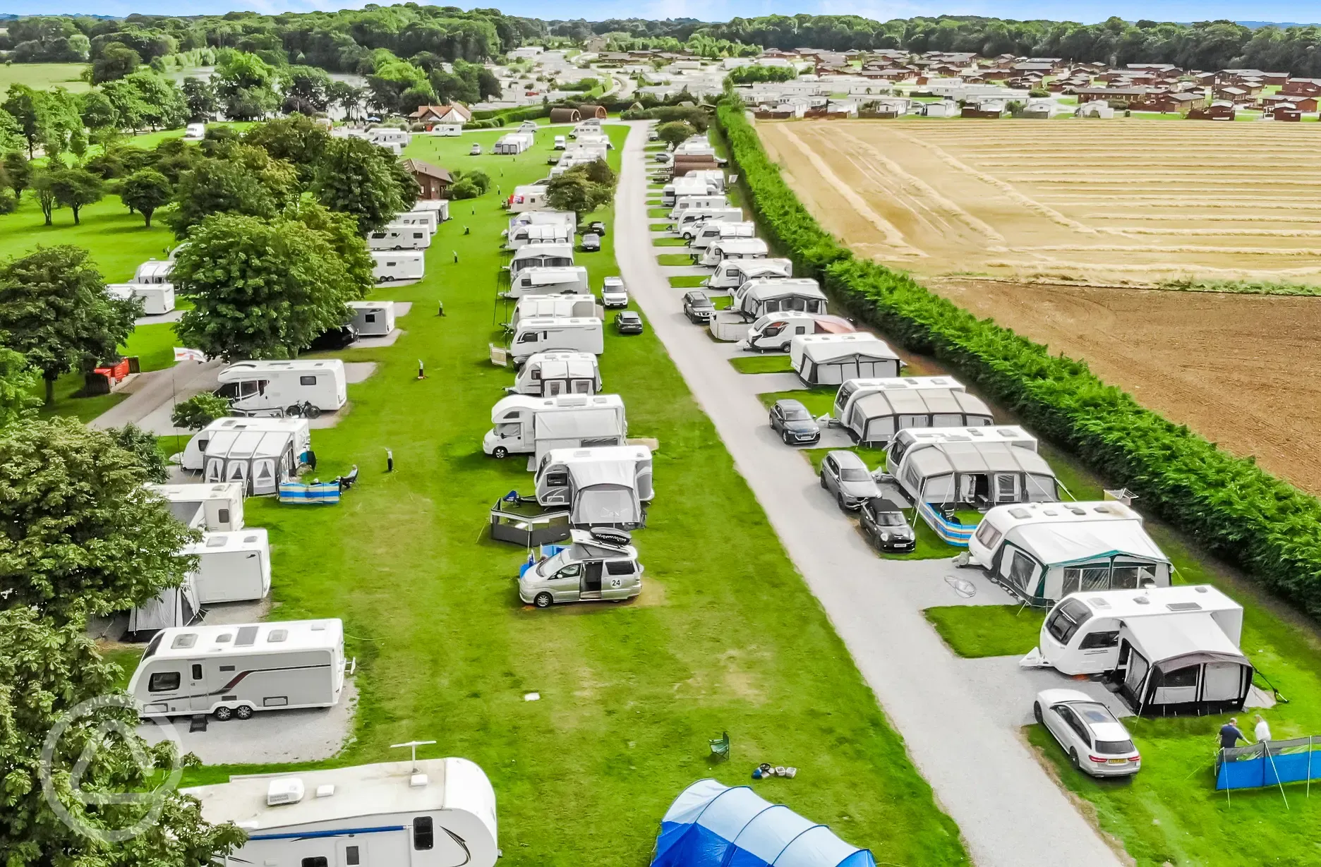 Aerial of the touring pitches